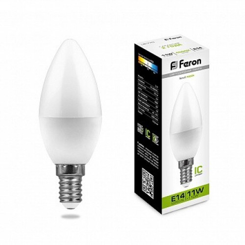 Лампа светодиодная LB-770 (11W) 230V E14 4000K свеча | 25942 | FERON