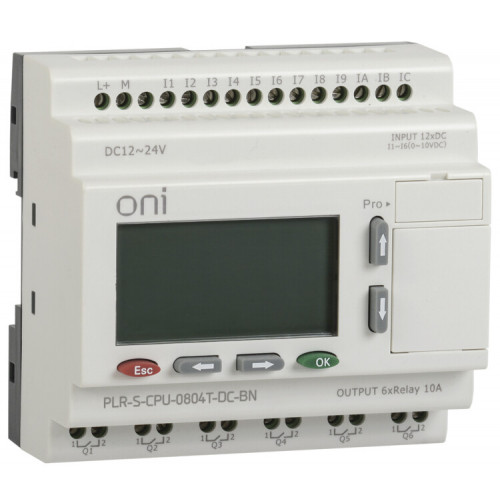 Логическое реле PLR-S. CPU0804(T) 24В DC с экраном ONI | PLR-S-CPU-0804T-DC-BN | ONI