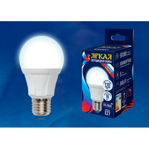 Лампа светодиодная LED-A60 16W/4000K/E27/FR PLP01WH LED. 