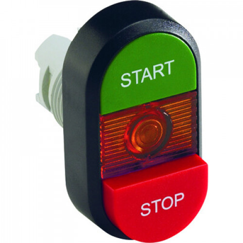 Кнопка двойная MPD15-11R (зеленая/красная-выступающая) красная-в ыступающая линза с текстом (START/STOP) | 1SFA611144R1101 | ABB