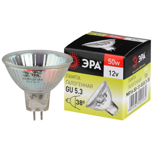 Лампа светодиодная GU5.3-MR16-50W-12V-CL (галоген, софит, 50Вт, нейтр, GU5.3) (10/200/4800) | Б0051798 | ЭРА