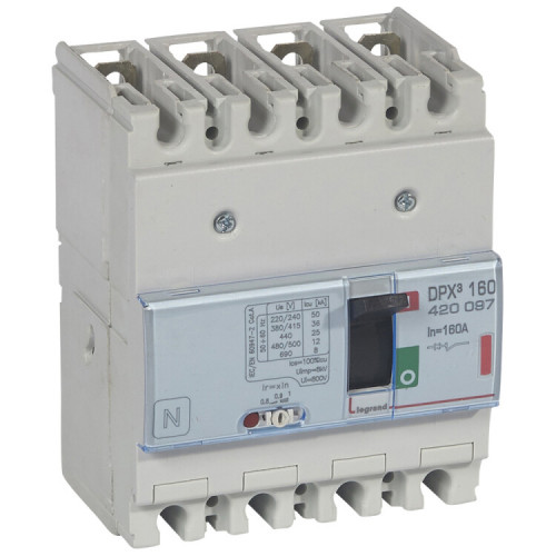 Автоматический выключатель DPX3 160 - термомагнитный расцепитель - 36 кА - 400 В~ - 4П - 160 А | 420097 | Legrand