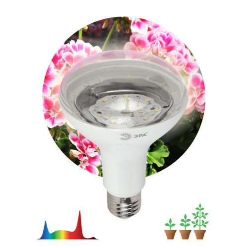 Лампа светодиодная фито для растений 15Вт E27 белый спектр FITO-15W-Ra90-E27 | Б0039173 | ЭРА