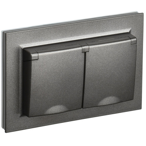 BRITE Розетка 2-я с кр. 16А в сб IP44 РСбш12-3-44-БрТБ темная бронза | BR-R26-16-44-K45-F | IEK