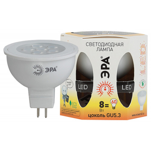 Лампа светодиодная STD MR16-8W-827-GU5.3 диод, софит, 8Вт, тепл, GU5.3 | Б0014352 | ЭРА