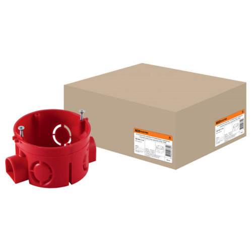 Коробка установочная 68х42 стыковочные узлы, красная с саморезами | SQ1402-1116 | TDM