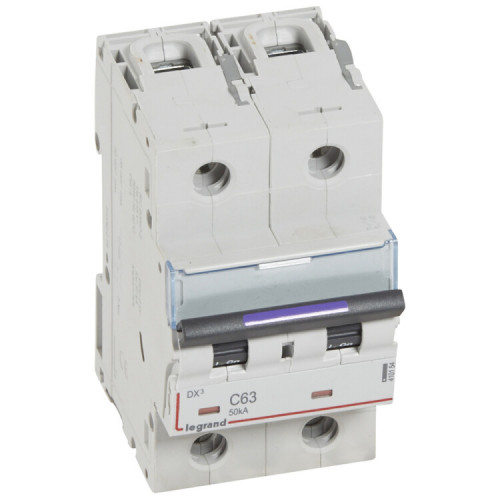Выключатель автоматический двухполюсный DX3 63А C 50кА (3 мод) | 410154 | Legrand