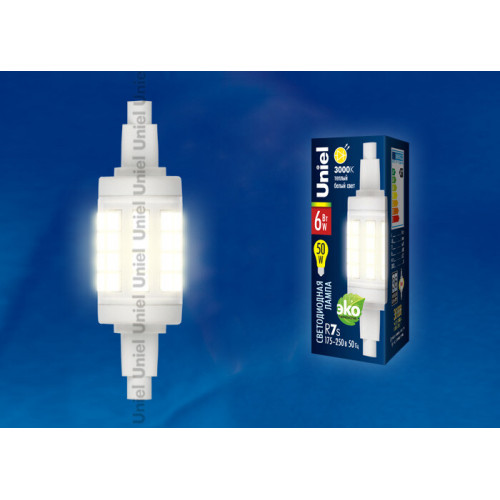 Лампа светодиодная LED-J78-6W/WW/R7s/CL PLZ06WH LED 6W прозр цоколь R7s | UL-00001554 | Uniel