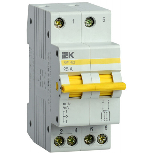 Выключатель-разъединитель (рубильник) трехпозиционный ВРТ-63 2п 25А | MPR10-2-025 | IEK