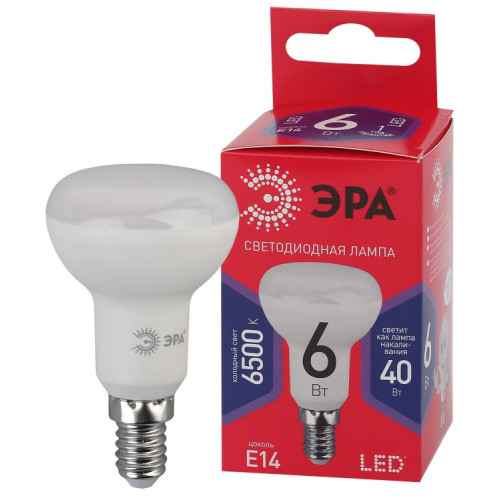 Лампа светодиодная RED LINE LED R50-6W-865-E14 R Е14 / Е14 6Вт рефлектор холодный дневной свет | Б0045335 | ЭРА