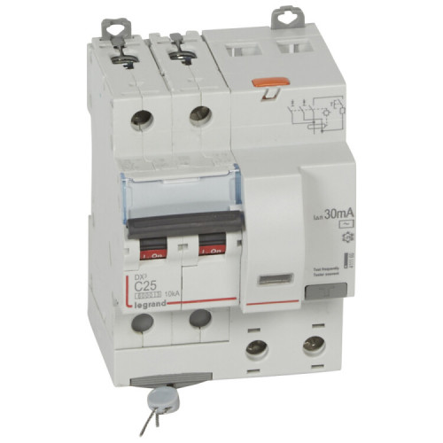 Выключатель автоматический дифференциального тока DX3 6000 2п 25А С 30мА тип AС (4 мод) | 411160 | Legrand
