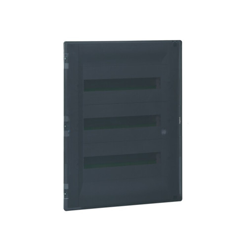 Распределительный щиток Practibox3 скрытого монтажа - IP 40 - IK 07 - 3 рейки - 54 модуля - с клеммиком заземления - прозрачная дверь | 401708 | Legra
