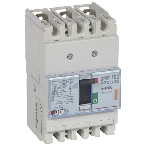 Автоматический выключатель DPX3 160 - термомагнитный расцепитель - 25 кА - 400 В~ - 3П - 100 А | 420045 | Legrand