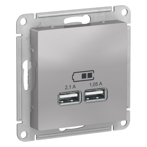 AtlasDesign Алюминий Розетка USB, 5В, 1 порт x 2,1 А, 2 порта х 1,05 А,механизм | ATN000333 | SE