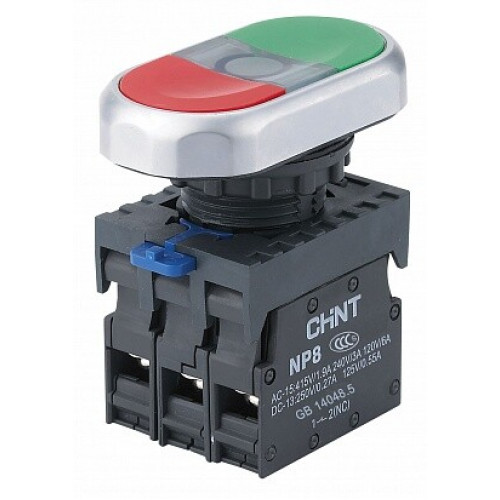 Двойная кнопка NP2-BW8465 1НО+1НЗ AC230В(LED) IP40 | 573829 | CHINT