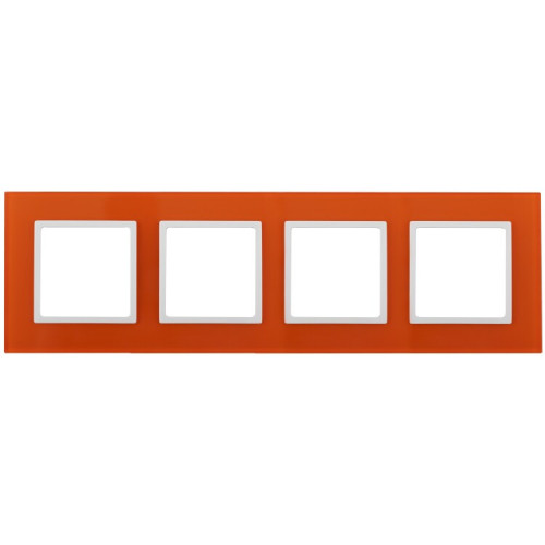14-5104-22 Электроустановка ЭРА Рамка на 4 поста, стекло, Эра Elegance, оранжевый+бел | Б0034531 | ЭРА