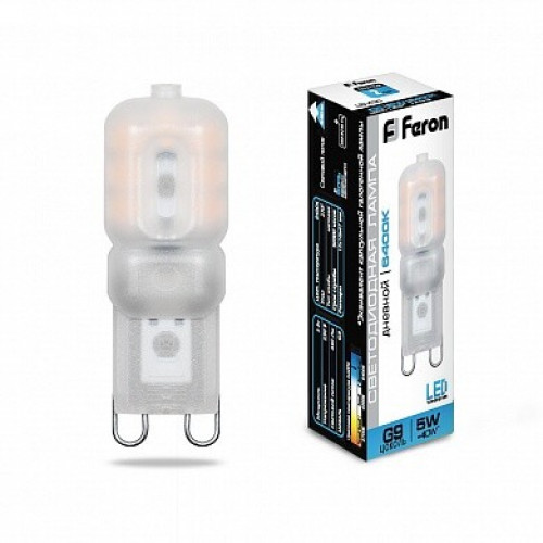 Лампа светодиодная LB-430 (5W) 230V G9 6400K 16x47mm | 25638 | FERON