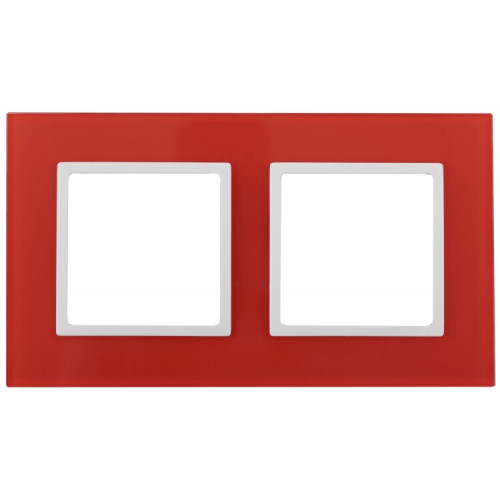 14-5102-23 Электроустановка ЭРА Рамка на 2 поста, стекло, Эра Elegance, красный+бел | Б0034496 | ЭРА