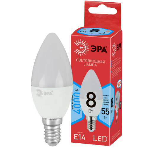 Лампа светодиодная RED LINE ECO LED B35-8W-840-E14 | Б0030019 | ЭРА
