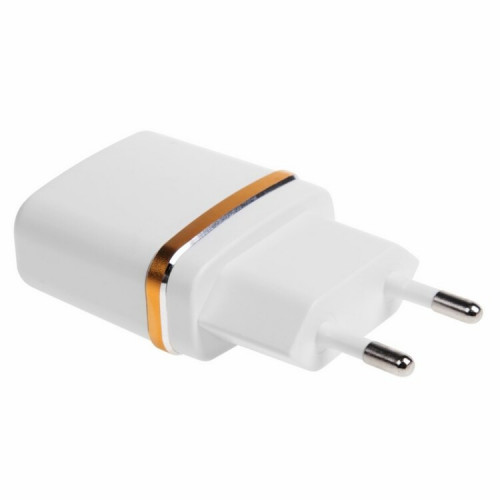 Сетевое зарядное устройство USB (СЗУ) (5 V, 2100 mA) белое с золотой полоской | 18-2222 | REXANT