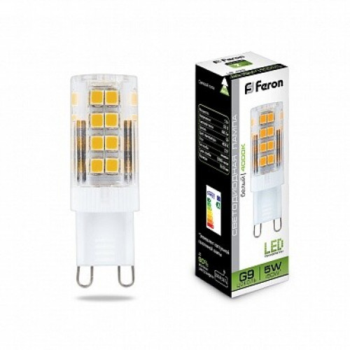 Лампа светодиодная LB-432 (5W) 230V G9 4000K 16x50mm | 25770 | FERON