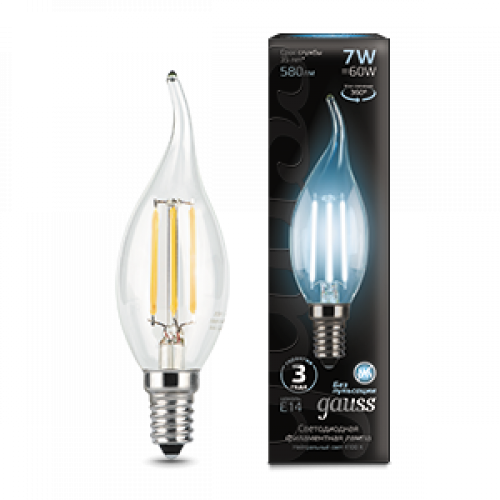Лампа светодиодная LED 7Вт E14 220В 4100К свеча на ветру | 104801207 | Gauss