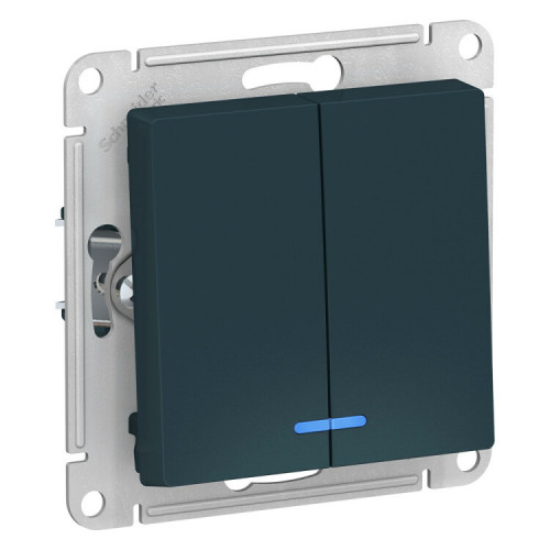 AtlasDesign Изумруд Выключатель 2-клавишный с подсветкой, сх.5а, 10АХ, механизм | ATN000853 | SE