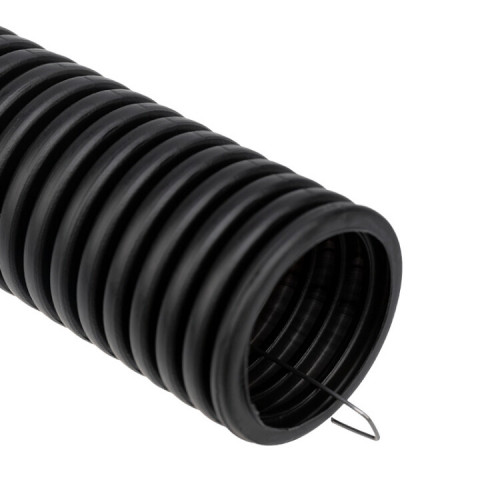 Труба гофрированная из ПНД, с зондом, черная, D40 мм (бухта 15 м/уп.) | 28-0040-3 | REXANT