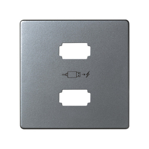 Simon 82 Накладка для зарядного устройства 2*USB, S82 Detail, алюминий | 8201096-093 | Simon