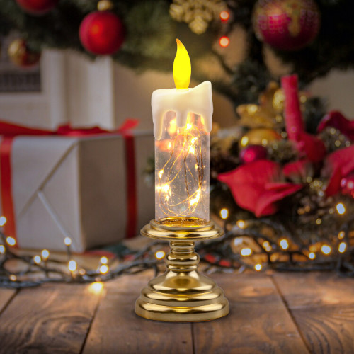 Новогодний декоративный светильник Свеча EGNDS-03 теплый белый, 10 диодов , h 20 см, 2*ААА, IP20 | Б0051934 | ЭРА