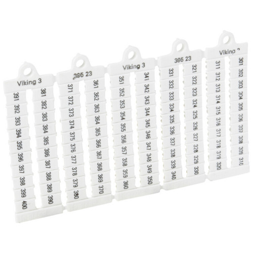 Листы с этикетками для клеммных блоков Viking 3 - горизонтальный формат - шаг 6 мм - цифры от 301 до 400 | 039523 | Legrand