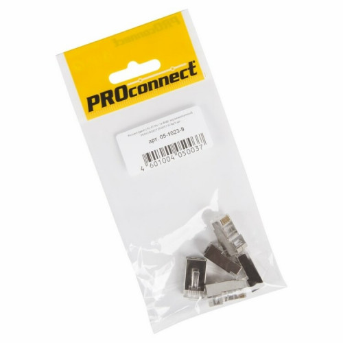 PROconnect Разъем RJ-45(8P8C) под витую пару, FTP экранированный, категория 5e, пакет, 5шт | 05-1023-9 | PROconnect