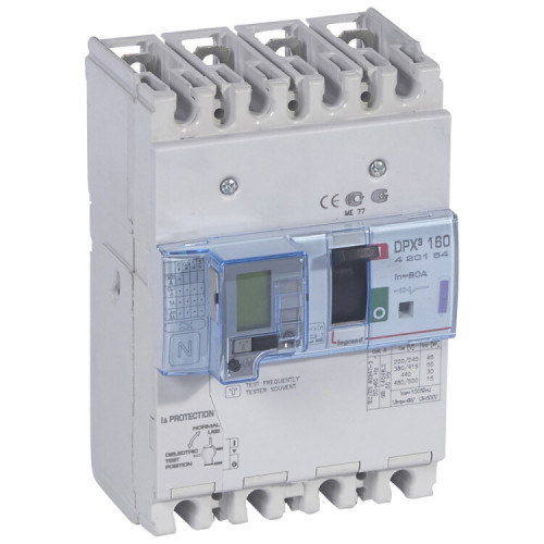 Автоматический выключатель DPX3 160 - термомагн. расц. - с диф. защ. - 50 кА - 400 В~ - 4П - 80 А | 420154 | Legrand