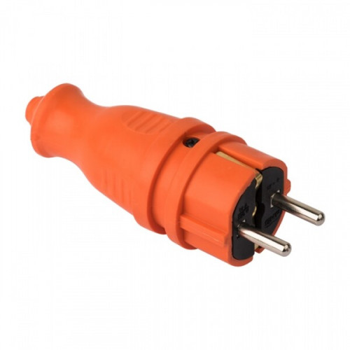 Вилка оранжевая каучуковая прямая 230В 2P+PE 16A IP44 EKF PRO | RPS-011-16-230-44-ro | EKF