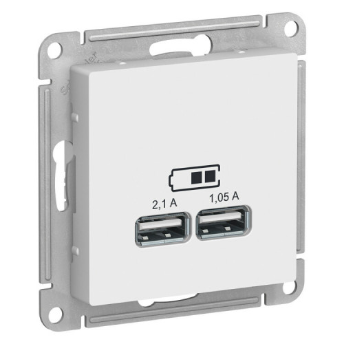 AtlasDesign Белый Розетка USB, 5В, 1 порт x 2,1 А, 2 порта х 1,05 А, механизм | ATN000133 | Schneider Electric