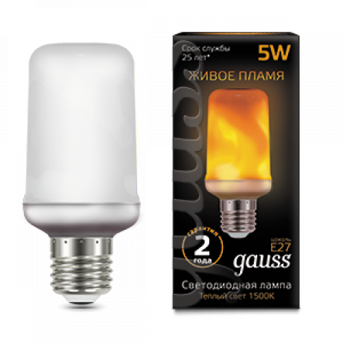 Лампа светодиодная Black LED T65 Flame 5W E27 20-80lm 1500K | 157402105 | Gauss