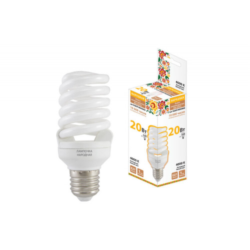 Лампа энергосберегающая КЛЛ 20Вт Е27 840 cпираль НЛ-FSТ2 48х115мм | SQ0347-0011 | TDM