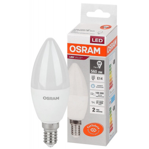 Лампа светодиодная LED Value CL- B 7W/865 230V E14 10X1 | 4058075579033 | OSRAM
