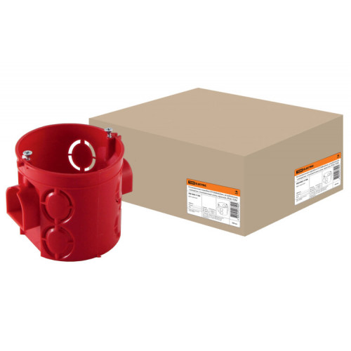 Коробка установочная 68х62 стыковочные узлы, красная с саморезами | SQ1402-1106 | TDM