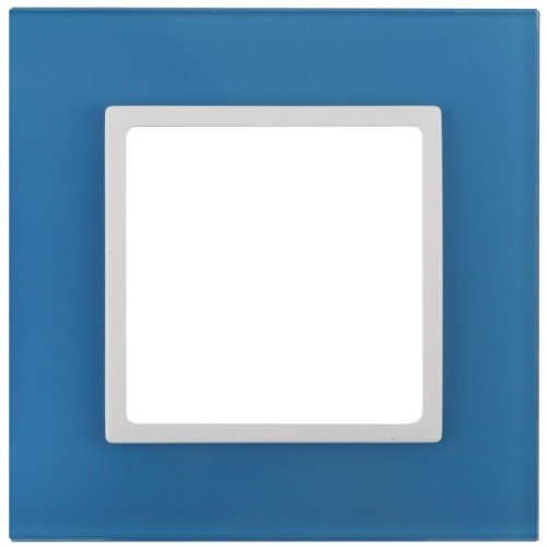 14-5101-28 Электроустановка ЭРА Рамка на 1 пост, стекло, Эра Elegance, голубой+бел | Б0034482 | ЭРА