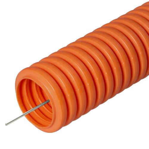 Труба гофрированная ПНД тяжёлая 750 Н безгалогенная (HF) оранжевая с/з д32 (25м/1375м уп/пал) | PR.023241о | Промрукав