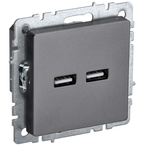 BRITE Розетка USB A+A 3,1А РЮ10-1-БрС сталь | BR-U21-D31-K46 | IEK