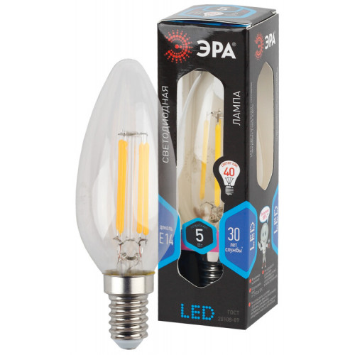 Лампа светодиодная LED 5Вт E14 220В 4000К F-LED B35 свеча | Б0019003 | ЭРА