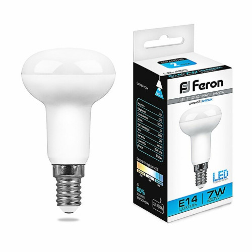 Лампа светодиодная рефлектор LB-450 (7W) 230V E14 6400K R50 | 25515 | FERON