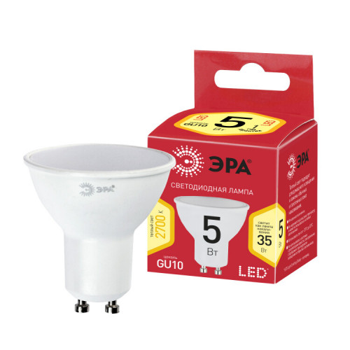 Лампа светодиодная LED MR16-5W-827-GU10 R (диод, софит, 5Вт, тепл, GU10) | Б0051852 | ЭРА