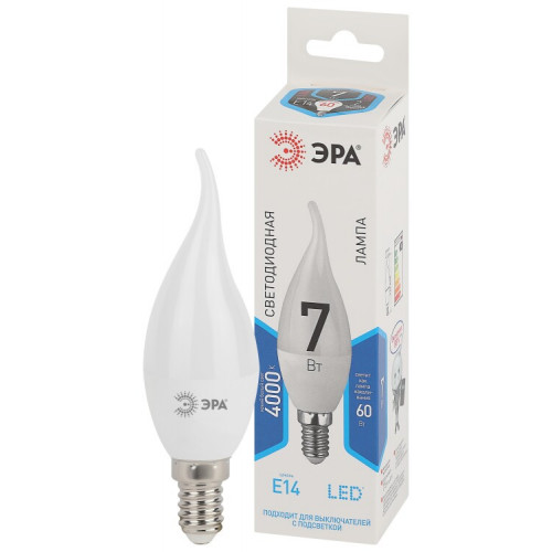Лампа светодиодная LED 7Вт Е14 4000К СТАНДАРТ smd BXS-7w-840-E14 | Б0028483 | ЭРА