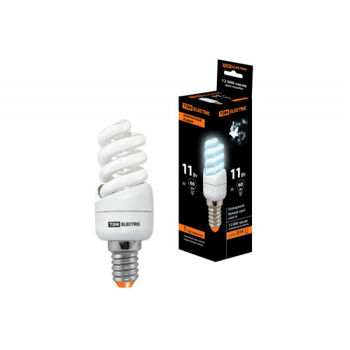 Лампа энергосберегающая КЛЛ 11Вт E14 840 cпираль FSТ2 КОМПАКТ 35х98мм | SQ0323-0176 | TDM