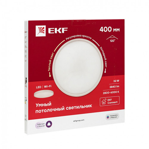 Умный потолочный светильник 400 мм 32W EKF Connect | sclwf-400-cct | EKF