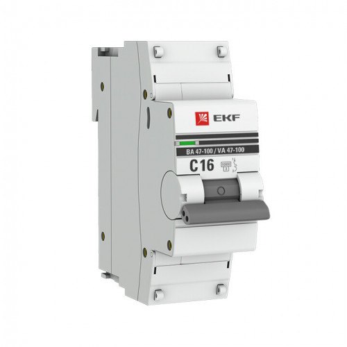 Автоматический выключатель 1P 16А (C) 10kA ВА 47-100M без теплового расцепителя PROxima| mcb47100m-1-16C-pro | EKF