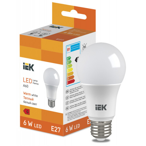 Лампа светодиодная Bulb A60 510lm 3000K E27 | LL-I-A60-6-230-30-E27 | IEK